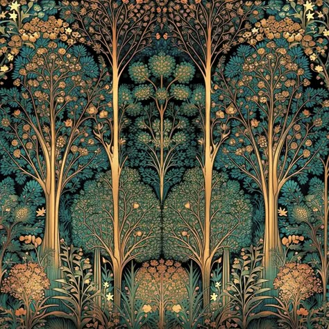 Great Gatsby Wallpaper, Gatsby Wallpaper, Vintage Maximalist Decor, Cottage Core Fairy, Whimsical Patterns, Maximalist Decor, Forest Wallpaper, Boho Chic Decor, Cozy Chic