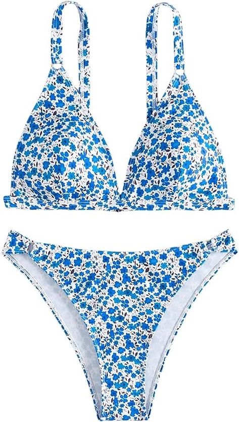 Amazon.com: SOLY HUX Women's Floral Print Spaghetti Strap Bikini Bathing Suit 2 Piece Swimsuits Multicoloured Ditsy Floral Small : Clothing, Shoes & Jewelry Swimsuit Triangle, Suit Clothing, Triangle Swimsuit, Senior Trip, 2 Piece Swimsuits, Print Swimsuit, Swim Suits, Ditsy Floral, High Cut