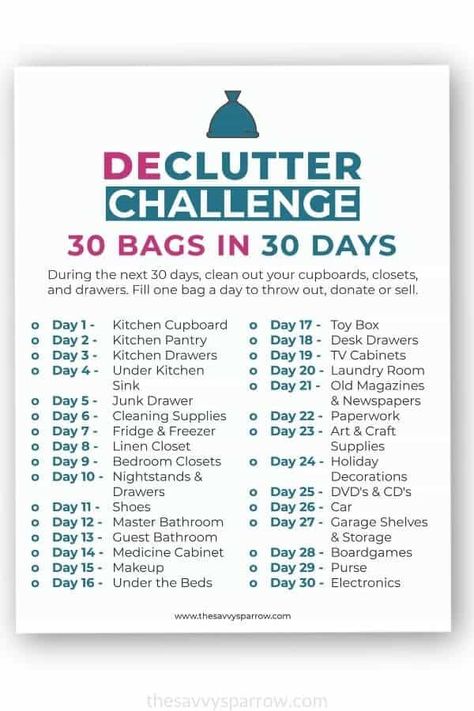 30 Day Declutter Challenge, Declutter Help, 30 Day Declutter, Easy House Cleaning, Decluttering Challenge, Getting Organized At Home, Decluttering Inspiration, 30 Day Challenges, Declutter Challenge