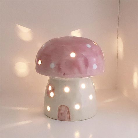 Small Bedside Table Lamps, Lamp Nursery, Lamp Cute, Nightstand Desk, Unique Nightstand, Ceramic Mushroom, Cottagecore Gifts, Cute Night Lights, Small Bedside