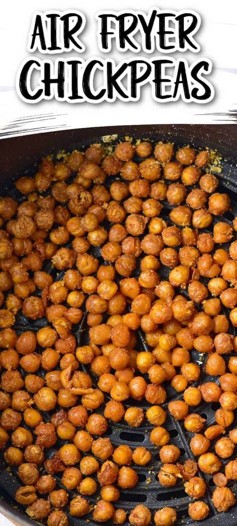 If you're looking for a flavorful, crunchy, addictive snack that is also healthy you need to try these crispy air fryer chickpeas! Crispy roasted chickpeas can be made in minutes with the air fryer so you can enjoy this tasty snack anytime! Chickpeas Crispy, Crispy Air Fryer Chickpeas, Air Fryer Chickpeas, Crispy Roasted Chickpeas, Toasted Chickpeas, High Fiber Snacks, Chickpea Snacks, Eating Well Recipes, Spiced Chickpeas