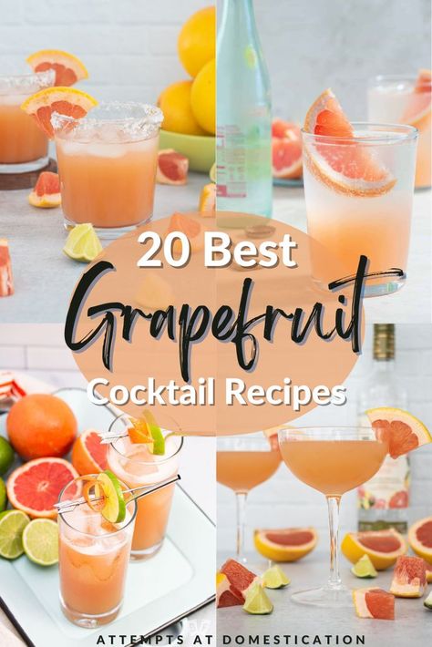 Get the 20 best grapefruit cocktail recipes to try at home! From martinis to margaritas, grapefruit adds a sweet and slightly bitter flavor. Charred Grapefruit Cocktail, Grapefruit Bitters Cocktail, Bitters Cocktail Recipes, Grapefruit Cocktail Recipes, Grapefruit Bitters, Recipes To Try At Home, Grapefruit Cocktail, Cocktail Bitters, Sour Cocktail