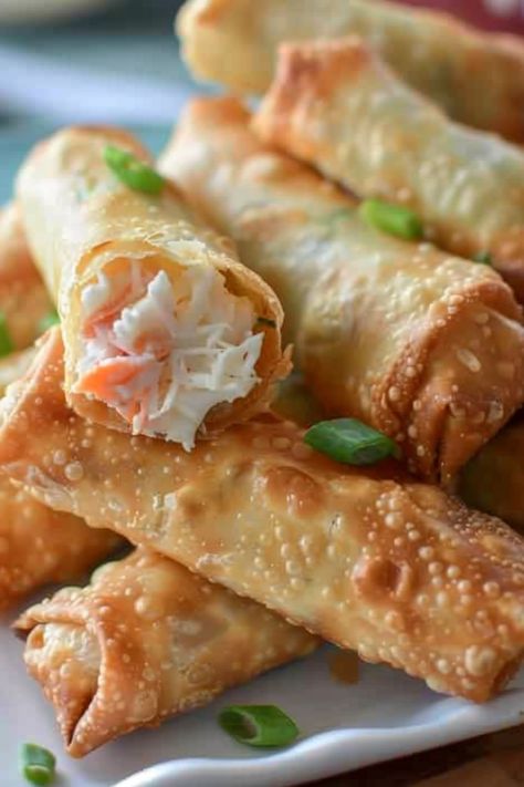 Crab Rangoon Egg Rolls, Fried Sushi, Egg Roll Ingredients, Seafood Medley, Crispy Wonton, Creamy Crab, Teriyaki Glaze, Crab Rangoon, Egg Roll Wrappers