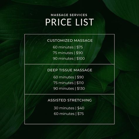 We are thrilled to introduce our brand-new, fully customized massage therapy services! Whether you’re looking to target troubled muscles, promote healing, or simply relax, we’ve got the perfect solution tailored just for you! Check out our unbeatable prices and book your appointment today! #orangecounty #orangecountymassagetherapists #orangecountyesthetician #orangecountyspa #massagetherapy #dayspa #orangecountysmallbusiness #ocfaceandbodystudio Mission Statement For Massage Therapy, Massage Therapy Price List, Starting Massage Therapy Business, Massage Therapy Business Plan, Massage Prices, Arvigo Massage Therapy, Massage Studio, Massage Therapist, Book Your Appointment