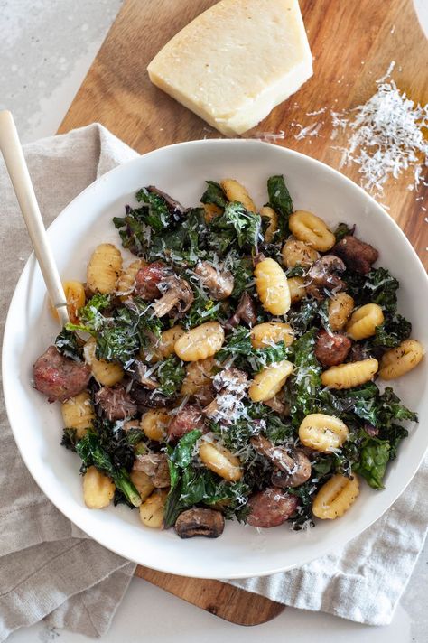 Creamy Kale And Gnocchi Bake, Crispy Gnocchi With Sausage And Sage Brown Butter, Sausage Mushroom Gnocchi, Sheet Pan Gnocchi Recipes, Asian Instant Pot Recipes, Sheet Pan Gnocchi With Sausage, Gnocchi With Mushrooms, Breastfeeding Recipes, Sheet Meals