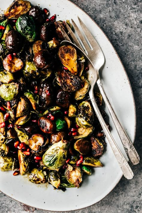 Thanksgiving Recipe Inspiration #recipes #food #drink #cuisine #boissons #recettes Maple Brussel Sprouts, Maple Bourbon Glaze, Glazed Brussels Sprouts, Bourbon Sauce, Bourbon Glaze, Maple Bourbon, Thanksgiving Week, Flavorful Vegetables, Roasted Chestnuts