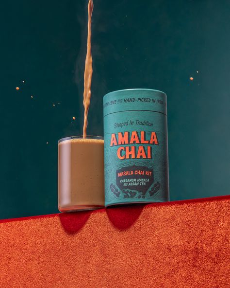 PRODUCT PHOTOGRAPHY STUDIO | Post 1/3 for Amala Chai. The hero shot. ⁣ ⁣ Styling, Photography & Retouching: @nadiajunephotography⁣ Client: @amala_chai⁣ … | Instagram Masala Chai Recipe, Ctc Tea, Chai Spice Mix, Assam Tea, Product Photography Studio, Chai Recipe, Shot Ideas, Turmeric Latte, Styling Photography