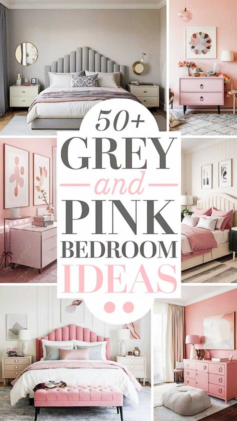 50+ Grey And Pink Bedroom Ideas Black White And Pink Bedding, Grey And Pink Bedroom Ideas Girly, Pink Bedroom Furniture Ideas, Pink And Gray Teenage Girl Bedroom, Pink And Silver Room Ideas, Aesthetic Color Palettes Pink, White Grey And Pink Bedroom, Pink Adult Bedroom Ideas, Black Pink And Grey Bedroom Ideas