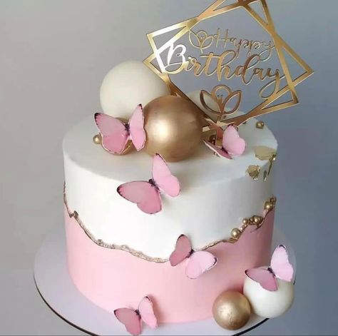 Cake Designs 14th Birthday, 12 Birthday Cake Girl, 10 Th Birthday Cake For Girl, Cake 15 Birthday Girl, Cake 20 Birthday Girl, Simple Fondant Cake Design, Classic Birthday Cake, Birthday Cake For Women Simple, White Buttercream Frosting