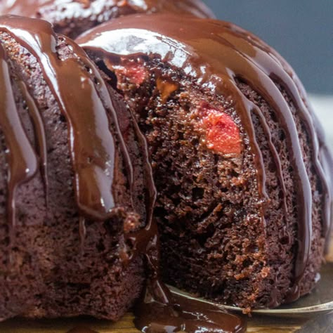 Chocolate Cherry Fudge Bundt Cake - Cooking With Carlee Filled Bundt Cake, Chocolate Cherry Bundt Cake, Fudge Bundt Cake, Chocolate Cherry Fudge, Cherry Bundt Cake, Cherry Fudge, Cherry Cake Recipe, Chocolate Fudge Cake Recipe, Fudge Cake Recipe