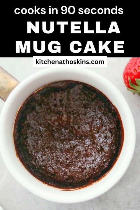 This Nutella Mug Cake cooks in 90 seconds! It is rich, deeply chocolatey, fudgy, and indulgently moist. All it takes is just 4 ingredients, to satisfy your chocolate craving! Nutella Mug Brownie, Nutella Desserts Easy, Homemade Churros Recipe, Nutella Mug Cake, Chocolate Shortbread Cookies, Nutella Desserts, Mug Cakes, Single Serving Recipes, Mug Recipes