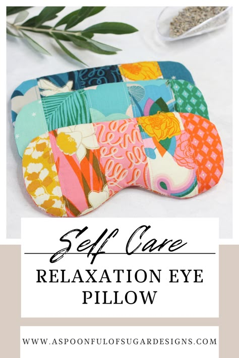 Lavender Rice Eye Pillow Diy, Aromatherapy Eye Pillow Diy, Diy Yoga Pillow, Yoga Eye Pillow Diy, Eye Pillows Diy, Diy Weighted Eye Pillow, Diy Weighted Eye Mask, Self Care Sewing Projects, Weighted Eye Pillow