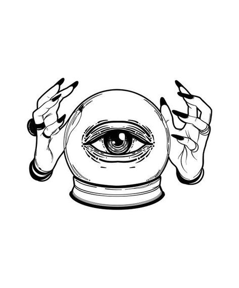 Crystal Ball Tattoo, Fact Check, Eye Tattoo, Arte Sketchbook, Fortune Teller, Flash Art, Trippy Art, Tattoo Style, Crystal Ball