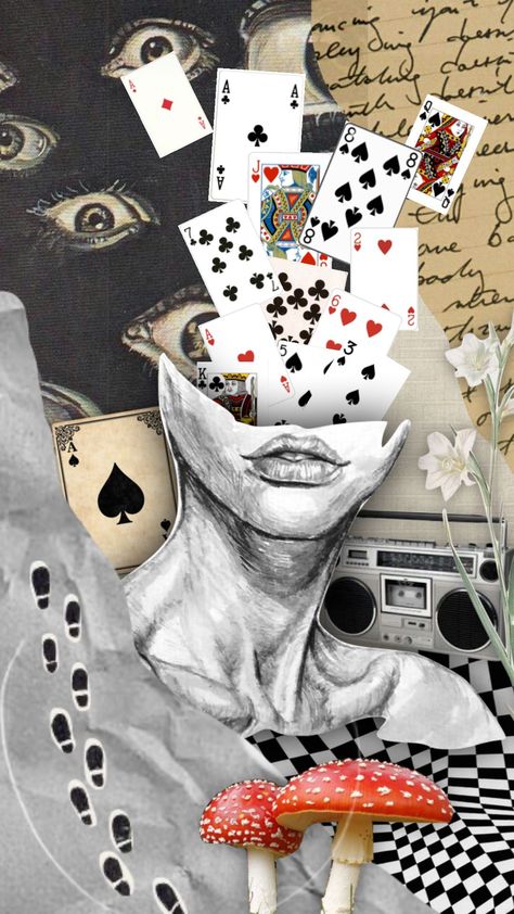 Checkout KolbieA321's Shuffle Alice in wonderland type vibe #aesthetic #collage #moodboard #vintage #blackandwhite #aliceinwonderland #wonderland Shuffles Aesthetic, Dark Alice In Wonderland, Collage Moodboard, Textiles Sketchbook, Alice In Wonderland Aesthetic, Alice In Wonderland Book, Art Alevel, Vibe Aesthetic, Gcse Art Sketchbook