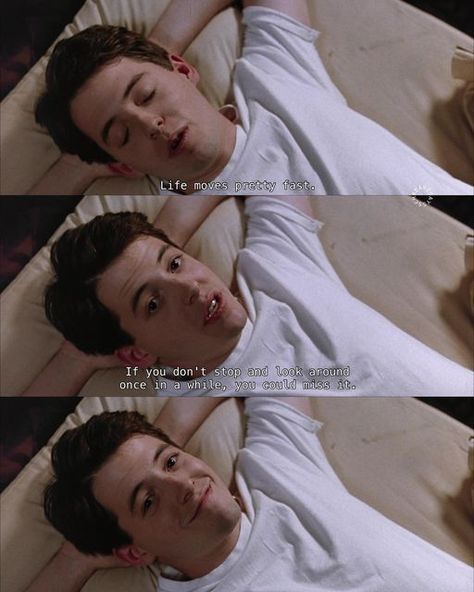 Ferris Bueller Life Moves Pretty Fast, Ferris Buellers Day Off Quotes, Ferris Buellers Day Off Aesthetic, Farris Buellers Day Off, John Core, Day Off Quotes, Ferris Buller, Comfort Films, 80's Aesthetic