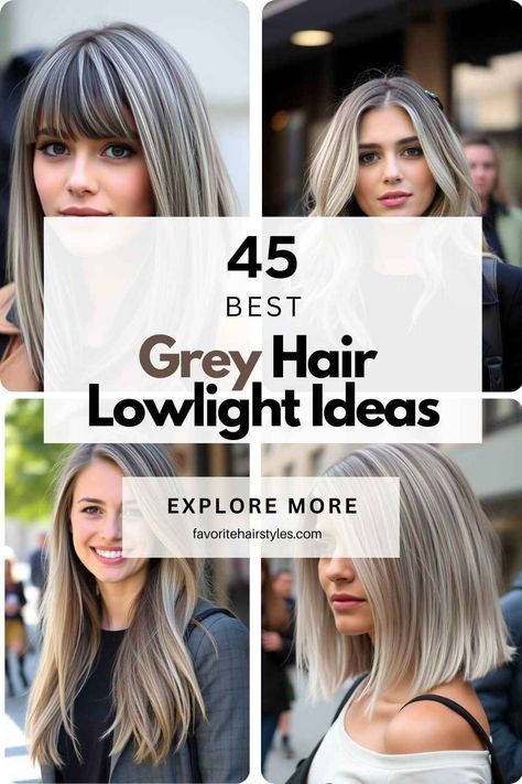 Gorgeous Grey Hair with Lowlights ✨ Looking to add depth and dimension to your silver strands? Lowlights are the perfect way to enhance your natural grey while creating a soft, youthful look. Whether you prefer subtle ash tones, smoky charcoal, or warm beige hues, these lowlight ideas will give your hair stunning contrast and vibrance. Perfect for blending grey gracefully or refreshing your style! Grey Hair With Lowlights, Caramel Lowlights, Hair With Lowlights, Gorgeous Gray Hair, Silver Strand, Low Lights Hair, Warm Beige, Grey Hair, Color And Texture