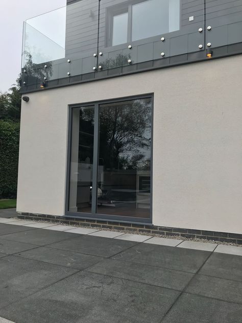 Revisited a year on and still looks stunning! A Kömmerling UK UK Fixed frame upvc window in RAL7011 Iron grey. Installed in Breaston, Derbyshire. #Upvc #Aluminium #Derby #RAL7011 #Iron #Grey #Kommerling #Modern #architecture Grey Windows, Pvc Windows, Window Color, Plastic Windows, One Story Homes, Aluminium Windows, Ideas Casa, Windows Exterior, Classic House