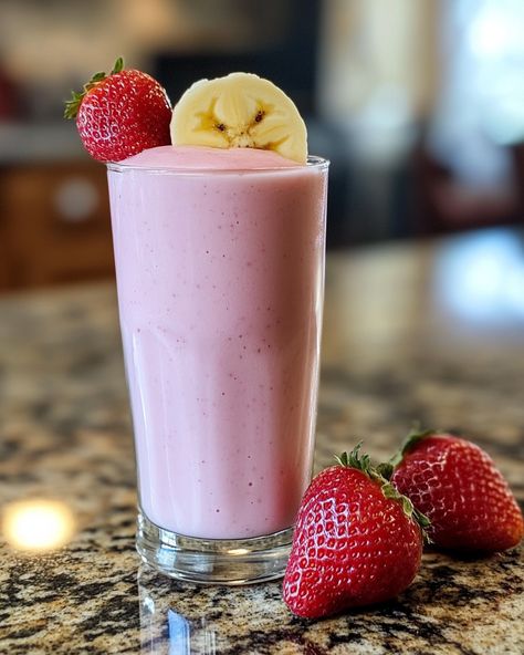 "Oh my gosh, this Strawberry Banana Milkshake is like sunshine in a glass! It's creamy, dreamy, and the perfect sweet treat for any day.   Ingredients: - 1 cup fresh strawberries - 1 ripe banana - 1 cup vanilla ice cream  For more ingredients, check the link in the first comment [👇] [👇].  Blend up your strawberries and banana with the ice cream until smooth. Pour it into a tall glass and enjoy the fruity goodness! 🍓🍌  #StrawberryBanana #MilkshakeLovers #SummerTreat #SmoothieRecipe #HomemadeDelight" Strawberry Banana Milkshake, Banana Milkshake, Strawberry Milkshake, Fresh Strawberries, Strawberry Banana, Summer Treats, Vanilla Ice, Ripe Banana, Fresh Strawberry