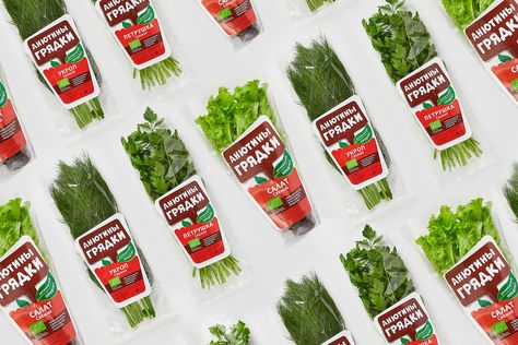 Fabula Branding designed the friendly packaging for Anyutiny Gryadki, a  range of Belarusian produce and herbs. Fresh Produce Packaging, Vegetable Delivery, Home Hydroponics, Salad Packaging, Vegetable Packaging, Organic Packaging, Vegetable Design, Fruit Packaging, Consumer Packaging