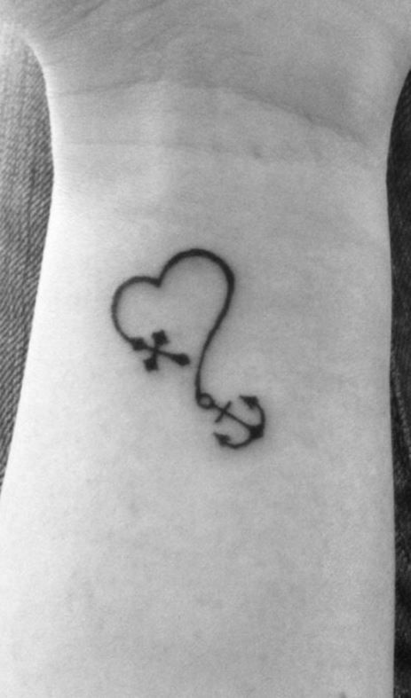 Anchor Heart Tattoo, Faith Tattoo Designs, Girl Spine Tattoos, Faith Tattoos, Simple Small Tattoos, Faith Hope Love Tattoo, Designs With Meaning, Grace Tattoos, Small Tattoos Ideas