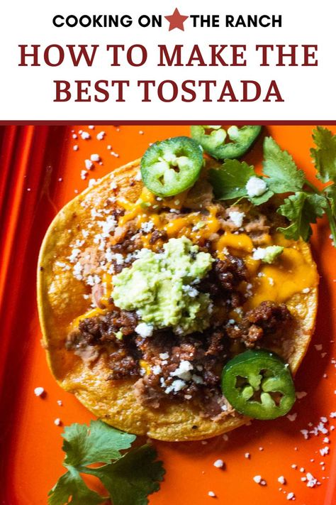 Learn how to make a Mexican tostada “great” by using the right textures and ingredients. Tostadas … fast, fun, fresh and infinitely versatile. And learning how to make a homemade tostada shell will turn that tostada experience into a true fiesta. Best tostada recipe. Recipes With Tostadas, Tostada Toppings, Best Tostada Recipe, Tostadas Recipes, Tostada Shells, Tostada Recipe, Easy Mexican Dishes, Roasted Tomatillo Salsa, Tostada Recipes