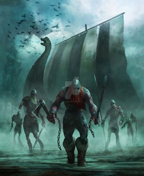 The Viking Dead Book Cover by Gaius31duke on DeviantArt Viking Reference, Warrior Men, Scenery Illustration, Barbarian King, Arte Viking, Viking Mythology, Norse Myth, Viking Ship, Viking History