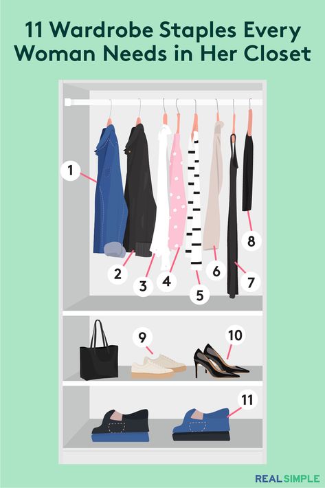 11 Wardrobe Must-Haves Every Woman Needs in Her Closet | These women's wardrobe staples are must-have clothing items for any working women's closet. Click here to see the full list of clothing items and more fashion advice. #realsimple #fashion #fashiontips #womensfashion Must Have Clothing Items Woman, Clothes Must Haves List Women, Wardrobe Must Haves Woman, Must Have Items For Women, Closet Must Haves For Women, Must Have Accessories For Women, Basic Wardrobe Pieces, Interview Outfits, Womens Wardrobe