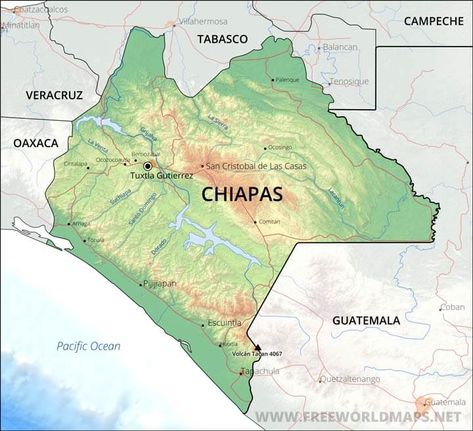 Chiapas map Mexico Map, Physical Map, Physical Features, Pacific Ocean, World Map, North America, Map, History, Iphone