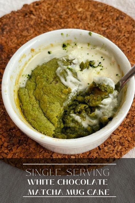 This mug cake is for all my matcha lovers. This will for sure satisfy your late-night sweet tooth. It is made with a handful of ingredients and only requires one bowl. Matcha Mug Cake, Matcha Mug, White Chocolate Matcha, Thick Yogurt, Coffee Matcha, Milk Syrup, Single Serving Recipes, Single Serving, Unpopular Opinion