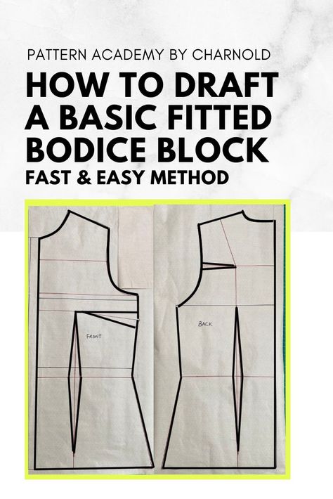 basic bodice block tutorial How To Make A Bodice, Basic Bodice Block Pattern Drafting, Dress Block Pattern, Bodice Block Pattern, Sewing Charts, Basic Bodice Block, Pattern Drafting Bodice, Basic Bodice Pattern, Bodice Block