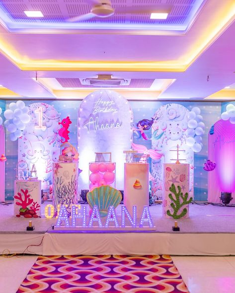 Ahaana Turns One ! . A Mermaid Themed Under Water Birthday Party for our cute little Ahaana ! . @ahaana.balaji @deepak.balaji @poulami__saha . @ar.wind_ . It was an underwater themed Mermaid birthday party we had hand curated for our lil Ahaana ! . She was a bundle of energy and she was so so vibrant and her aura matched the audience and it was an amazing experience ! . A sneak peak into the decor we had hand curated for our cute Ahaana ! . #reels #reelsinstagram #reelsvideo #reelsvi... Mermaid Birthday Theme Decorations, Under Water Birthday Party, Mermaid Theme Decoration, Water Birthday Party, Water Birthday Parties, Water Birthday, Birthday Theme Decoration, Mermaid Birthday Party Decorations, Mermaid Theme Birthday