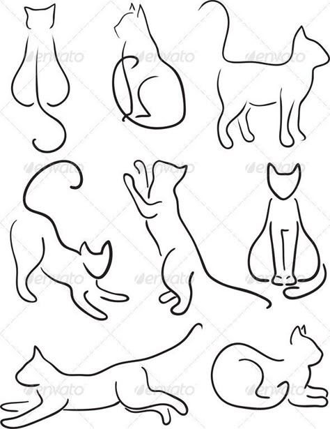 how to draw simple cat silhouette | Silhouette of Cats. Cat Design Set Line Art.Vector illustration, fully ... Cats Vector, Tattoo Placements, Cat Outline, Cats Drawing, Drawing Faces, Cat Quilt, Cat Silhouette, 자수 디자인, Cat And Dog