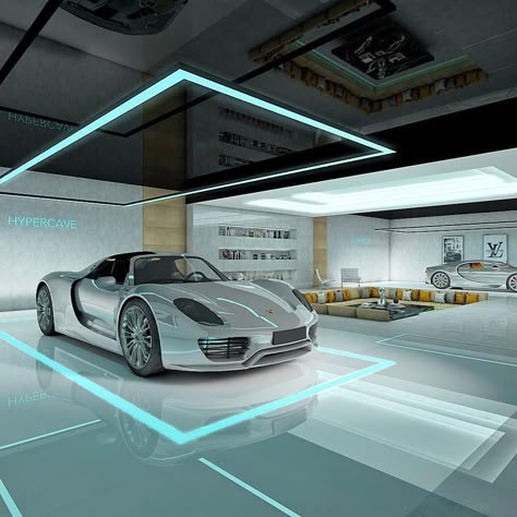 Futuristic Garage Design, Modern Garage Design Interior, Car Garage Design Interior, Luxury Garage Interior, Garage Ideas Storage, Luxury Car Garage Design, Storage Garage Ideas, Luxury Garages, Supercar Garage