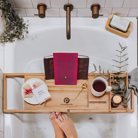 10 Best Bathtub Trays for a spa bathroom Large Bath Tub, Wood Bath Tray, Valentines Ideas For Her, Contemporary Home Offices, Dream Bathtub, Tub Tray, Bathtub Caddy, Best Bathtubs, Bathtub Tray