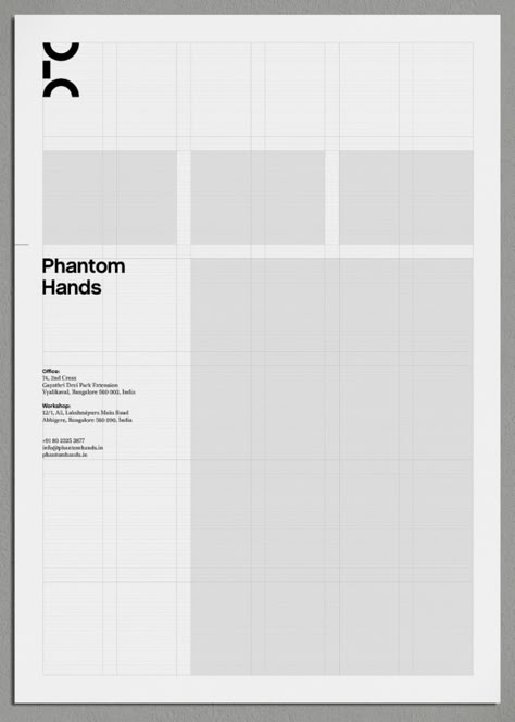 Phantom House Letterhead Layout Design, Book Grid Layout, Text Layout Typography, Graphic Design Grid, Grid Layout Design, Grid Design Layout, Phantom Hands, Grid Graphic Design, Sales Sheet