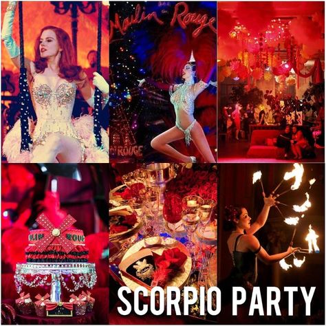 Scorpio Party, Zodiac Games, Cabaret Party, Zodiac Party, Moulin Rouge Paris, Black Moon Lilith, Astrology Scorpio, Thrifted Home Decor, Conceptual Framework