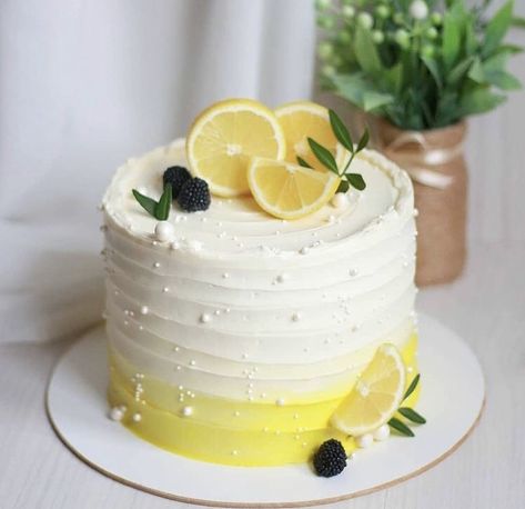 Bolo Aesthetic, Lemon Birthday Cakes, Cream Puff Cakes, Lemon Cake Easy, Chocolate Cake Designs, Fruity Cake, Cake Cafe, Green Cake, Blueberry Lemon Cake