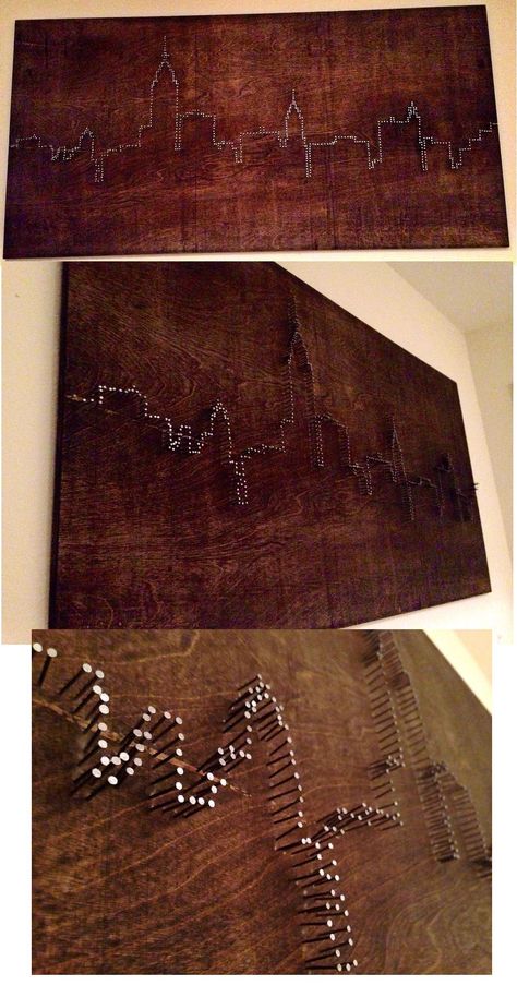 New York City Skyline, Art City, Latex Mattress, Diy Nail Art, Skyline Art, Nail Art Diy, String Art, City Skyline, Diy Nails