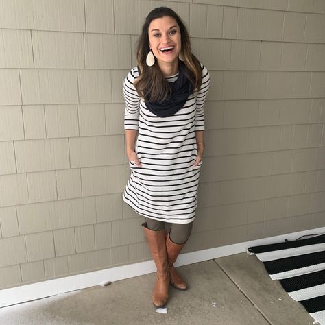 One Striped Dress, Ten Ways – Just Posted Striped Long Sleeve Midi Dress For Work, Long Sleeve Vertical Stripe Work Dresses, Strip Dress Outfit, Stripped Dress Outfit, Blue Stripes Outfit, Chic Striped Long Sleeve Sweater Dress, Spring Striped Long Sleeve Sweater Dress, Colorful Stripe Sweater Dress, Striped Dress Outfit