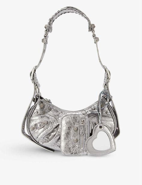 Balenciaga Bag Silver, Silver Balenciaga Bag, Balenciaga Motorcycle Bag, Cercei Din Lut Polimeric, Metallic Leather Bag, Silver Bag, Heart Mirror, Tourist Sites, Silver Bags