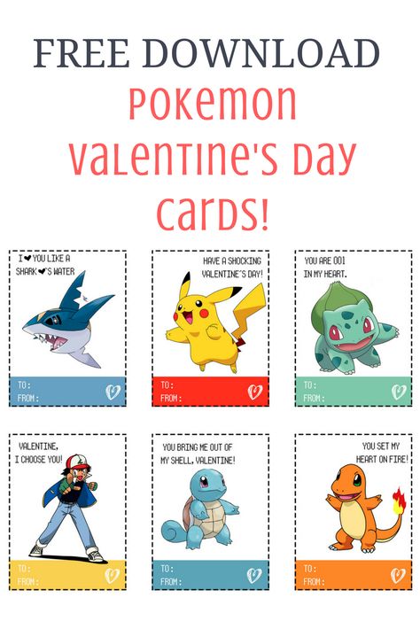 Pokemon Valentine's Day Cards | Sarah Halstead Pokemon Valentine Cards Free Printable, Pokemon Valentine Ideas, Pokemon Valentines Gift, Pokemon Box Valentines Day, Pokemon Valentines Day, Pokemon Valentine's, Pokemon Card Valentine, Pokemon Valentine Cards, Free Valentine Cards