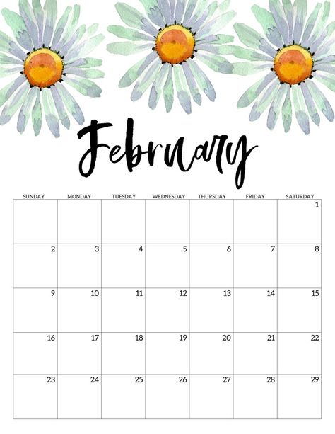 February 2020 Free Printable Calendar - Floral. Watercolor flower design calendar pages for a office or home calendar for work or family organization. #papertraildesign #calendar2020 #calendar #2020calendar #flowercalendar #floralprintables Paper Trail Design, Family Organization, Flower Calendar, 2020 Calendar Template, Design Calendar, February Calendar, Trail Design, Cute Calendar, Monthly Calendar Template