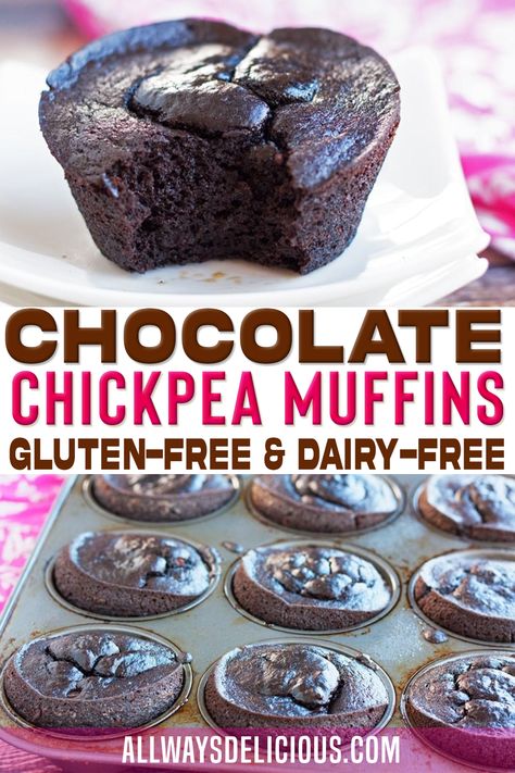 Chickpea Chocolate Muffins, Garbanzo Bean Muffins, Banana Chickpea Muffins, Cocoa Nibs Recipes Healthy, Chickpea Cupcakes, Chickpea Muffins, Chocolate Breakfast Muffins, Healthy Chocolate Muffins, Hanukkah Recipes