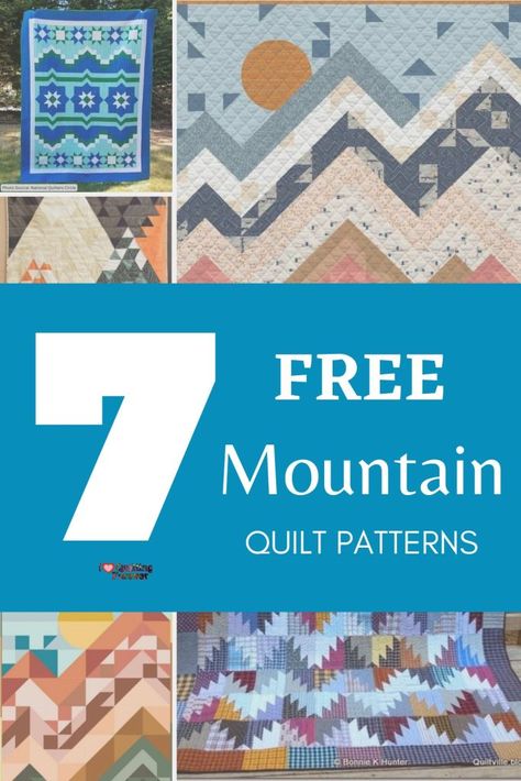 Free Quilt Patterns Printables, Farm Quilt Patterns, Mountain Quilt Pattern, Mountain Quilt, Southwestern Quilts, Western Quilts, Fat Quarter Quilt Pattern, Big Block Quilts, Mountain Quilts