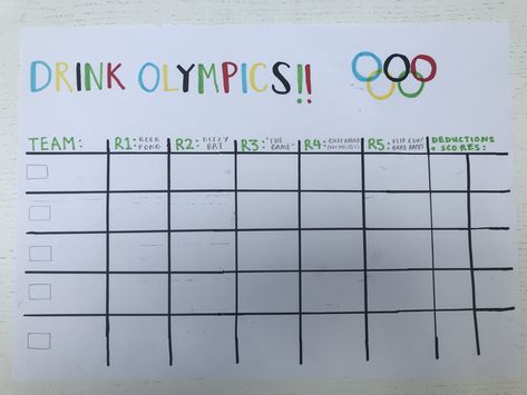 Drink Olympic scoreboard Beer Olympics Scoreboard, Beer Olympics Party, Family Olympics, Olympics Party, Beer Olympics, Drunk Party, Beer Olympic, Summer Beer, Olympic Party