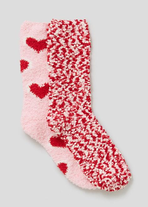 2 Pack Valentine’s Day Fluffy Socks Tia Core, Sock Inspiration, Valentine Socks, Ugly Socks, Valentines Socks, Valentine Baskets, Fleece Socks, Fluffy Socks, No Show Socks