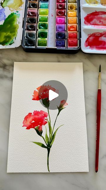 Lynna LIN QIU on Instagram: "watercolor Carnations #watercolorpallette #watercolor #watercolorart #watercolorartist #watercolor" Water Colours Painting Flowers, Watercolor Carnation Tutorial, Watercolour Carnation, Cyclamen Watercolor, Carnation Watercolor, Watercolor Carnation, Carnation Flower Watercolor Painting, Pink Carnation Painting, 2023 Watercolor