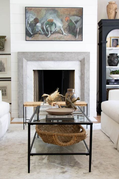 Coffee Table Styling 101 - Seeking Lavender Lane Glass Coffee Table Styling, Style A Coffee Table, Styling 101, Seeking Lavender Lane, Fall Coffee Table, Rammed Earth Wall, Simply Home, Spring Coffee, Candle Matches