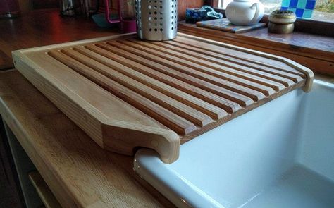 Draining Board Ideas, Wood Dish Drying Rack, Belfast Sink Draining Board, Belfast Sink Kitchen, Draining Board, Timber Kitchen, Wood Dishes, Belfast Sink, Drying Racks