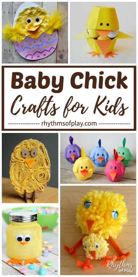 Baby chick craft ideas for kids (and adults) - This list of spring chick crafts made with recycled materials and common craft materials are fun to make with children at home or in the classroom. Baby chicks make great DIY Easter decor, Easter tree ornaments, and place settings for Easter brunch or dinner that kids can make. Chick Crafts For Kids, Spring Kids Activities, Chick Craft, Easter Chick Craft, Fun Easter Decorations, Diy Easter Decor, Easter Tree Ornaments, Paper Bag Crafts, Fun Easter Crafts